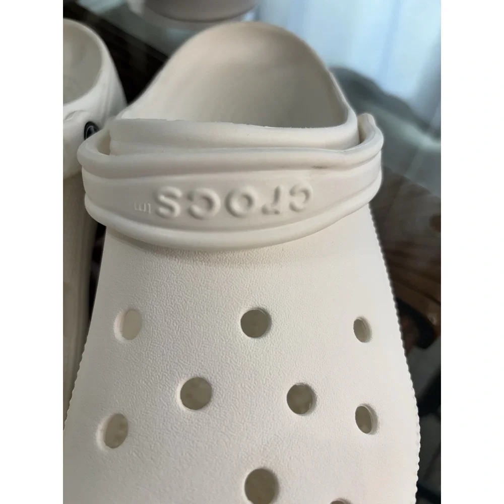 Crocs Classic Clog Men's White Slip-On Comfort Adjustable Heel Strap US 10